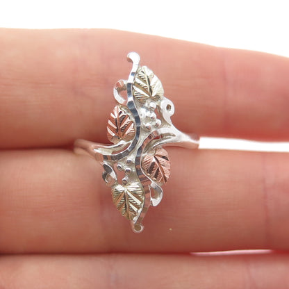 COLEMAN 925 Sterling 12K Rose & Yellow Gold Vintage Black Hills Ring Size 8.25