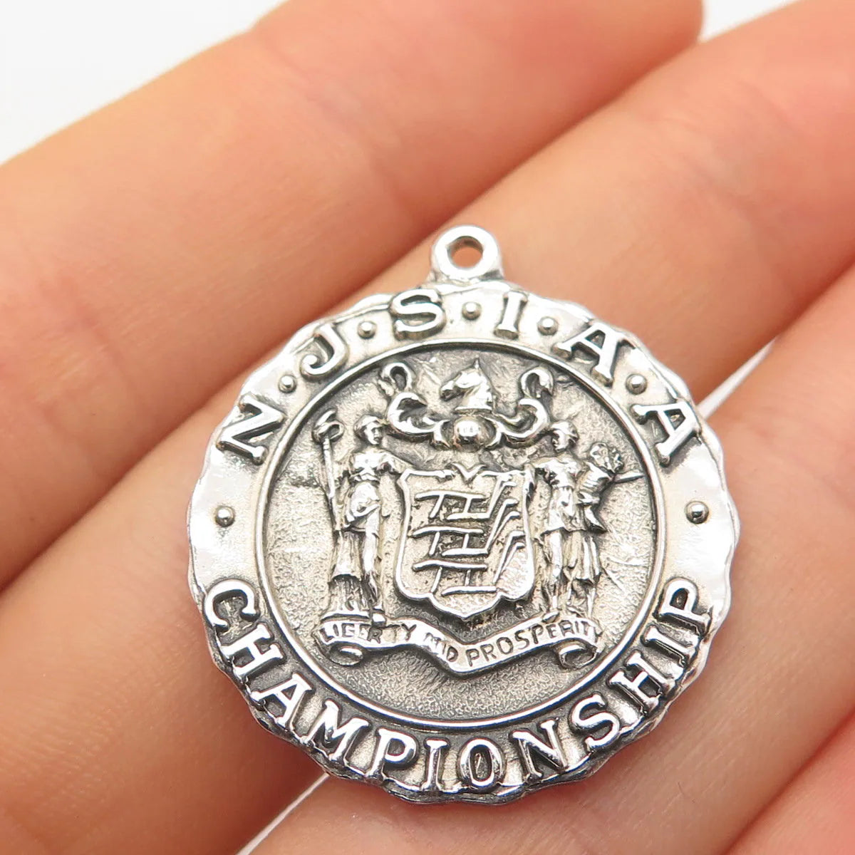 925 Sterling Silver Vintage NJSIAA Championship Tennis Singles Runner-Up Pendant