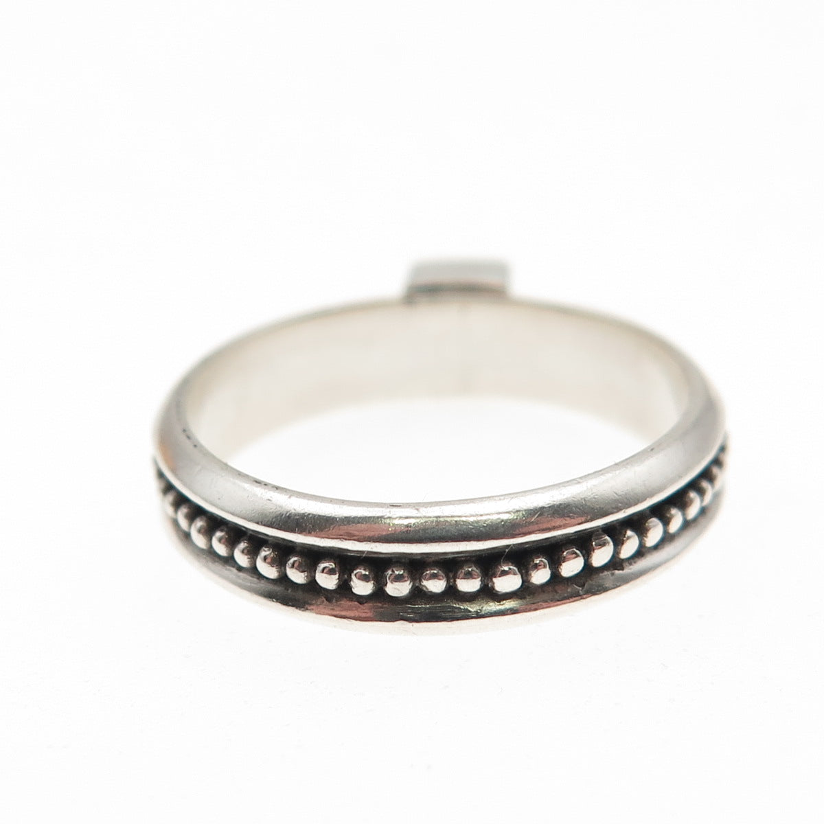 925 Sterling Silver Vintage Real Smoky Quartz Beaded Oxidized Ring Size 8