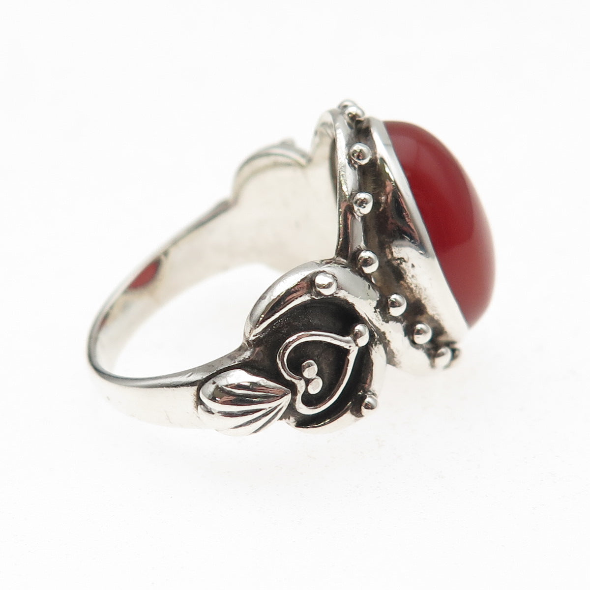 Doug Paulus 925 Sterling Silver Vintage Real Carnelian Oxidized Ring Size 10.25