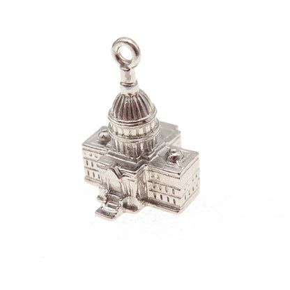 Wells 925 Sterling Silver Antique Art Deco US Capitol Building 3D Charm Pendant