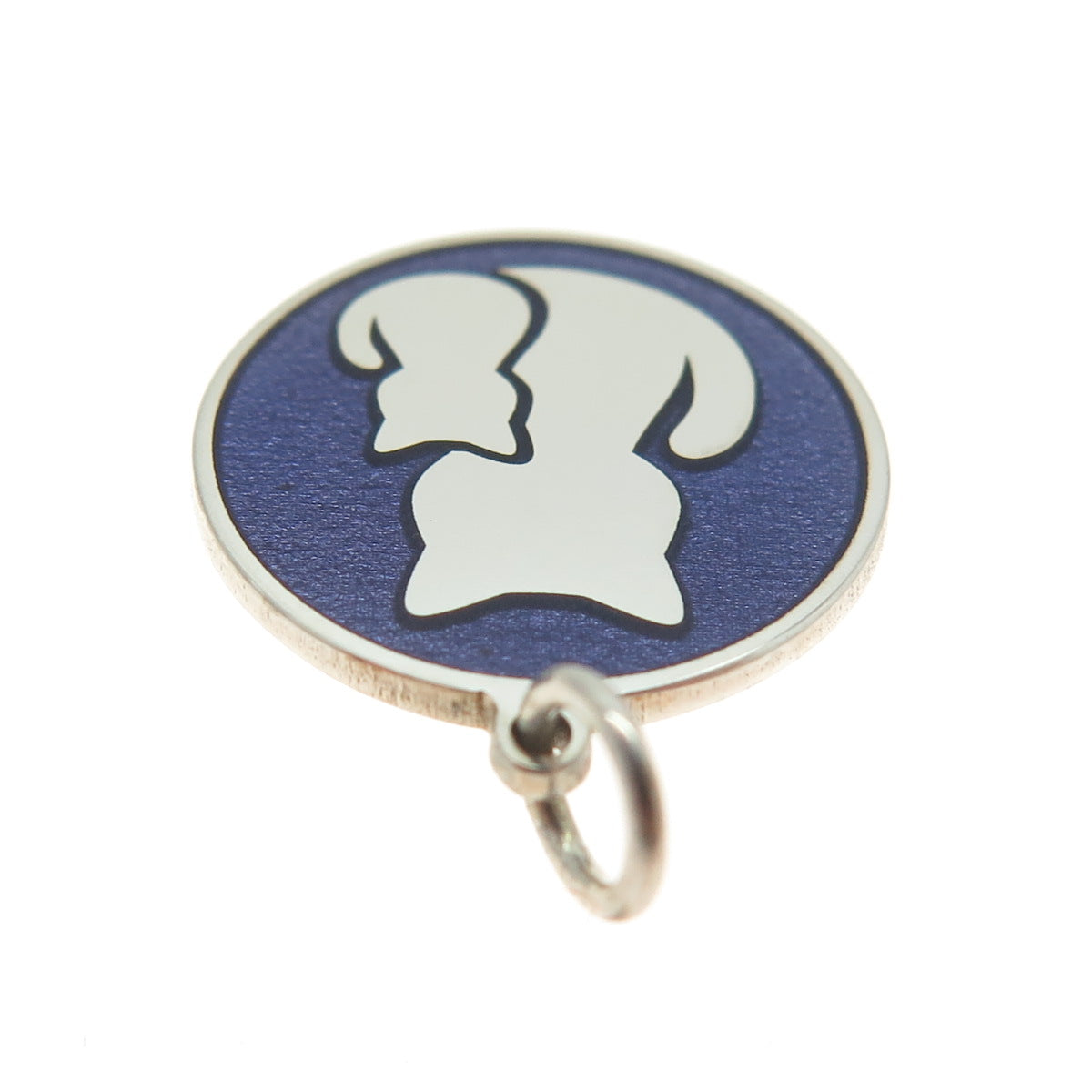 925 Sterling Silver Purple Enamel Cat Mom & Child Round Minimalist Charm Pendant