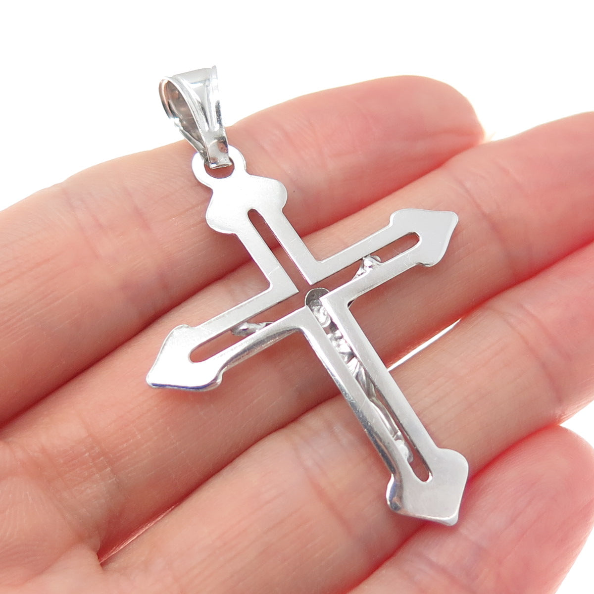 925 Sterling Silver Italy Crucifix Cross Religious Charm Pendant