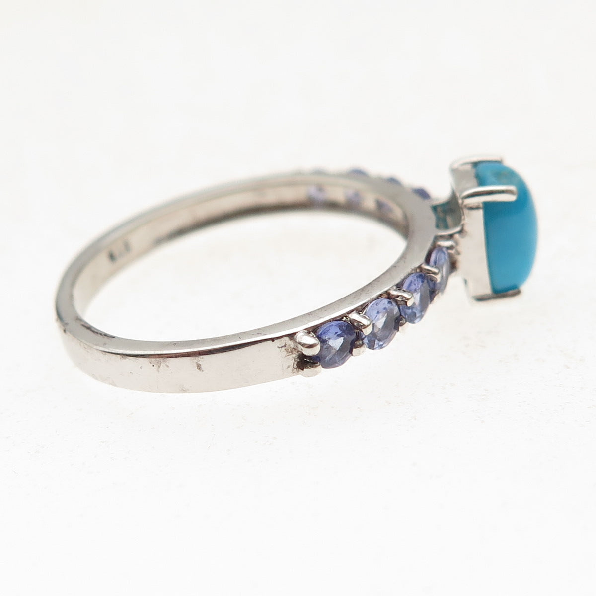 Chuck Clemency 925 Sterling Silver Real Turquoise & Tanzanite Ring Size 8.25