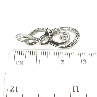 925 Sterling Silver Real Round-Cut Blue & White Diamond Twisted Knot Pendant