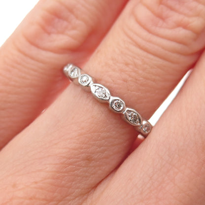 Platinum Antique Art Deco Real Diamond Stackable Eternity Band Ring Size 6.25