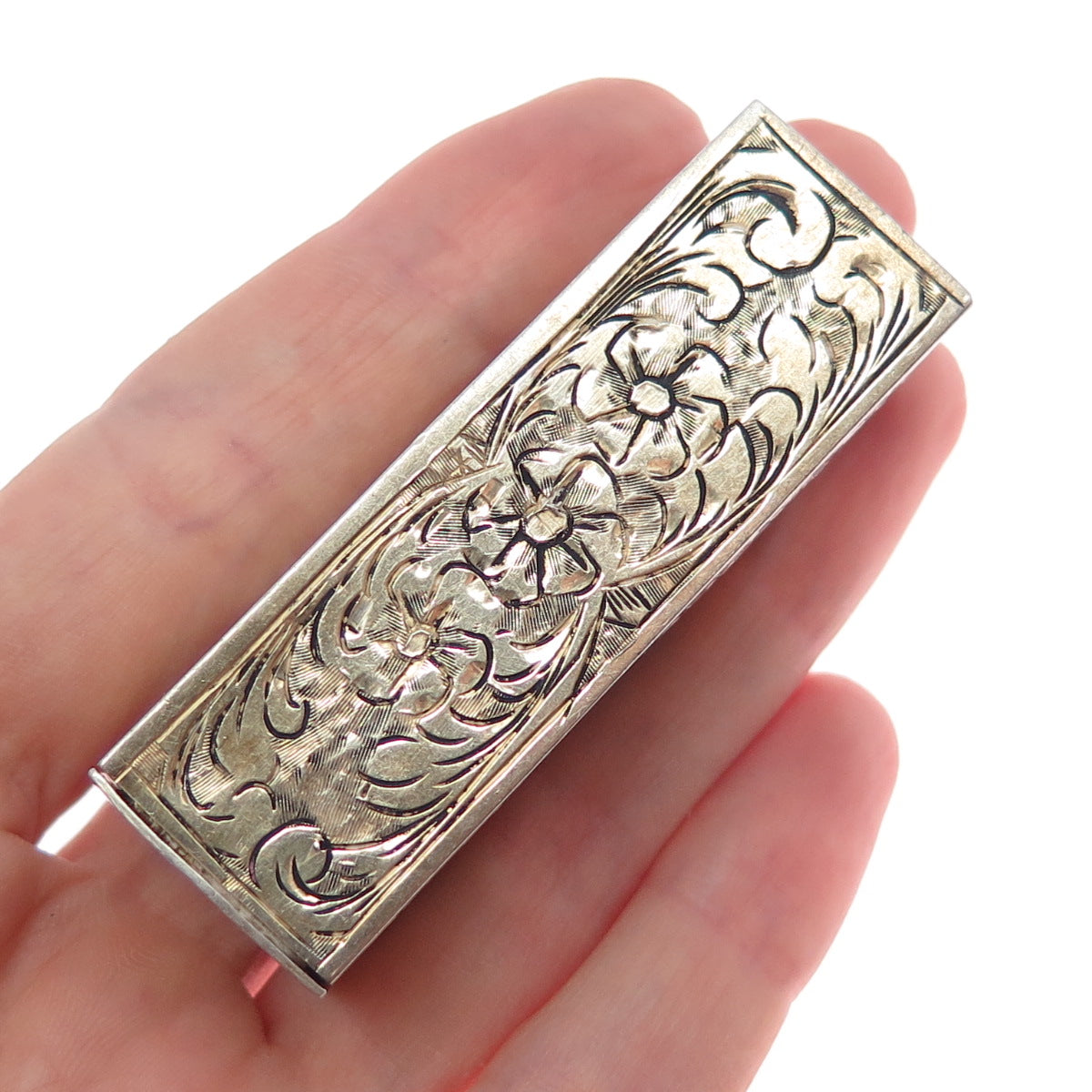 800 Silver Vermeil Antique Italy Enamel Storyteller Tube Slide Lipstick Case #58