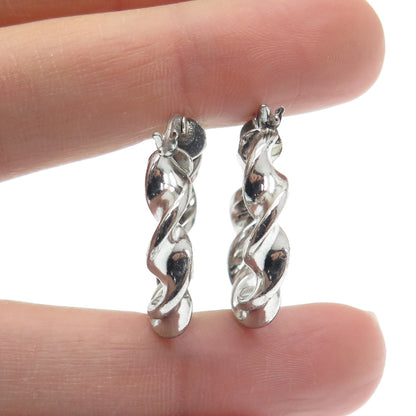HANIN 925 Sterling Silver Twisted Hinged Hoop Earrings