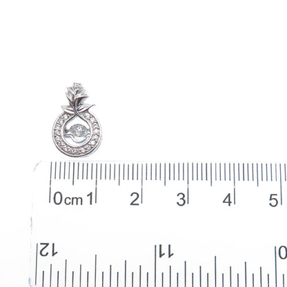 925 Sterling Silver Round-Cut C Z Rose Flower Minimalist Charm Slide Pendant