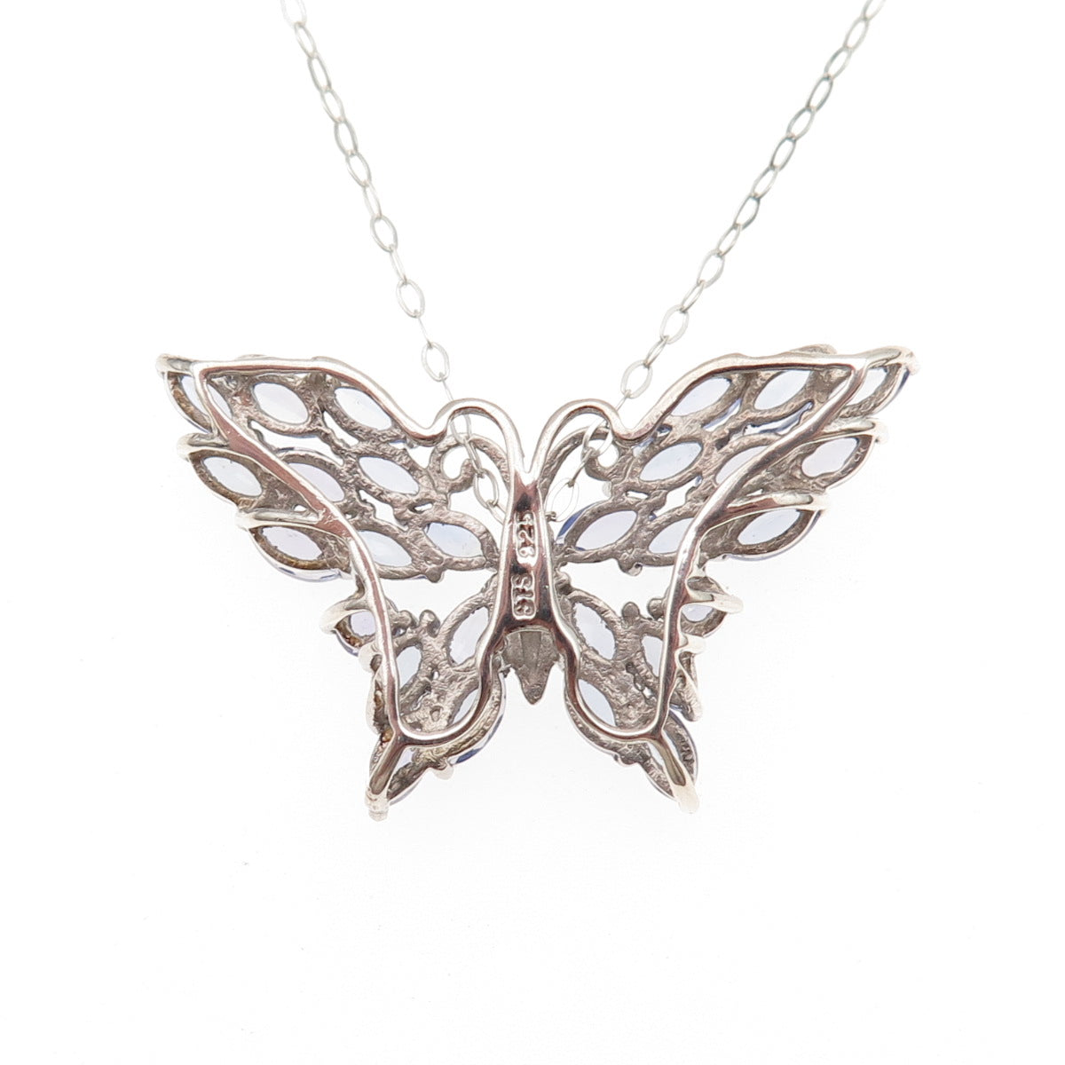 Chuck Clemency 925 Sterling Silver Real Tanzanite Butterfly Chain Necklace 20"