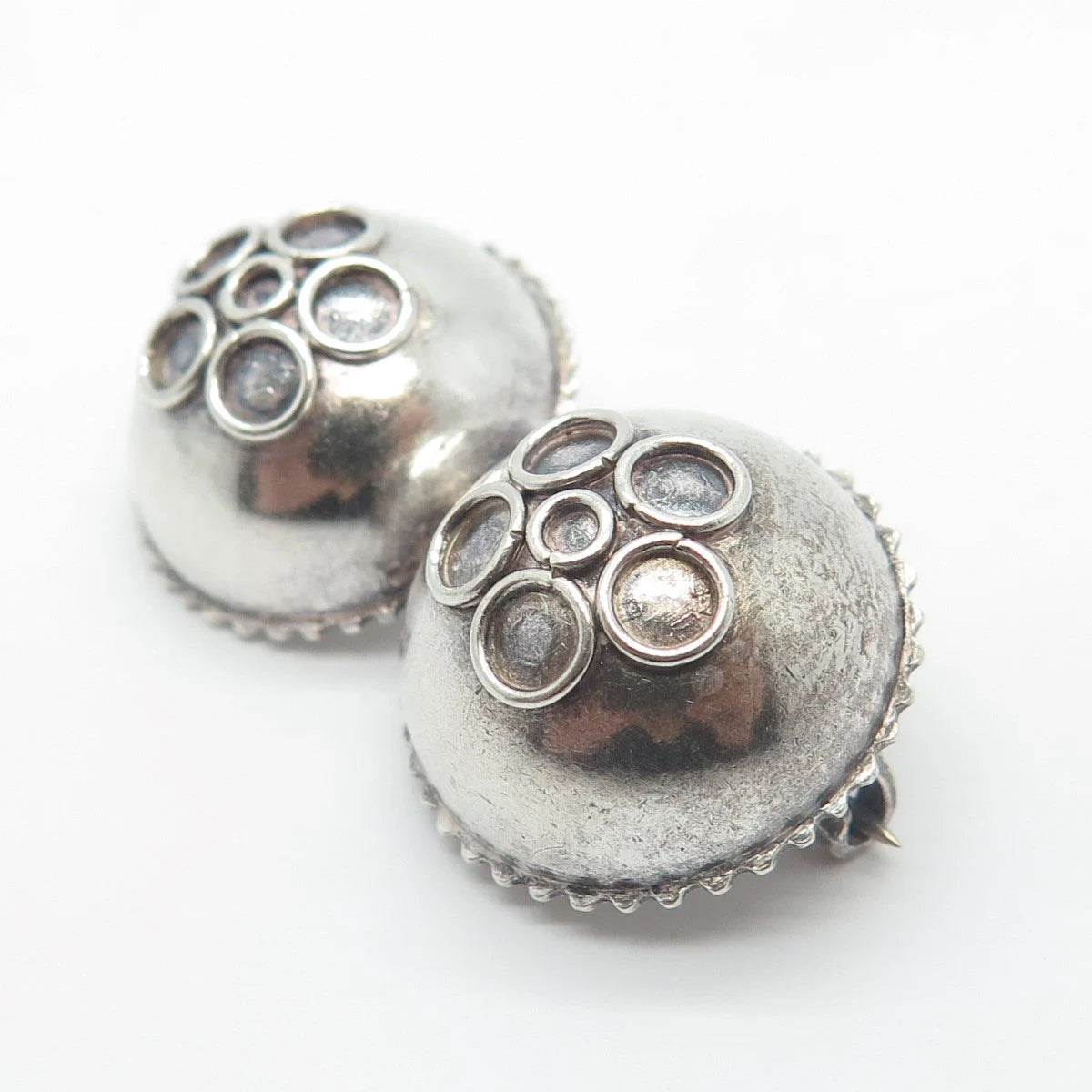 925 Sterling Silver Vintage Multi-Circle Button Pin Brooch