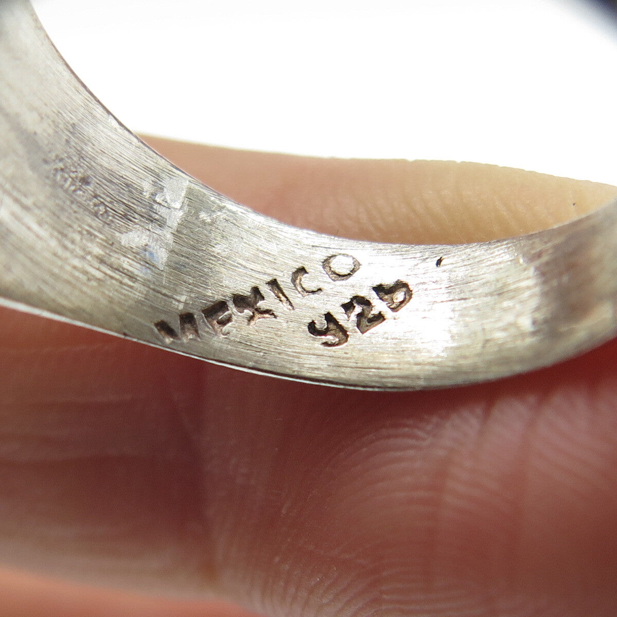 925 Sterling Silver Vintage Mexico Modernist Petal Ring Size 8