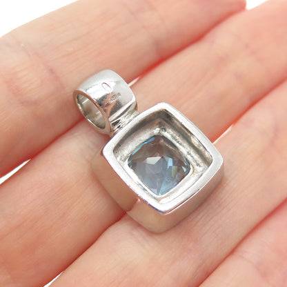 PB PAUL BRACKNA 925 Sterling Silver Vintage Blue Topaz Minimalist Charm Pendant