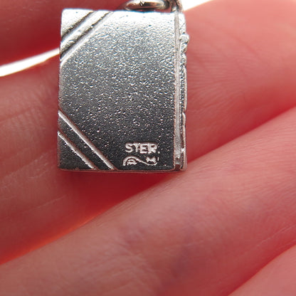 925 Sterling Silver Vintage Holy Bible Mini Charm Pendant