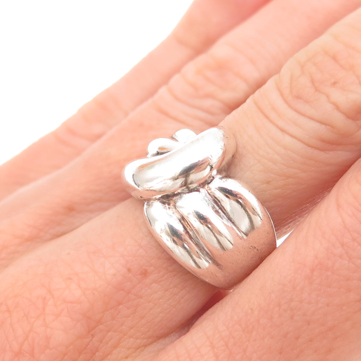 925 Sterling Silver Vintage Modernist Oxidized Ring Size 6.75