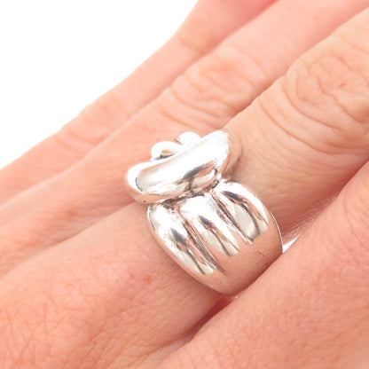 925 Sterling Silver Vintage Modernist Oxidized Ring Size 6.75