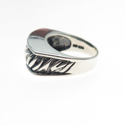 SIDNEY EVAN 925 Sterling Silver Vintage Modernist Oxidized Ring Size 7.75