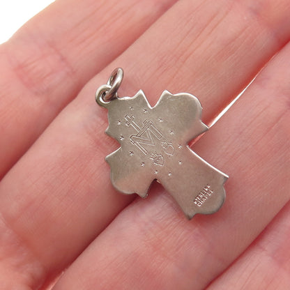 CHAPEL 925 Sterling Silver Antique Art Deco Crucifix Cross Mini Charm Pendant