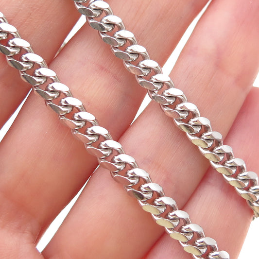 925 Sterling Silver Italy Cuban Chain Necklace 16"
