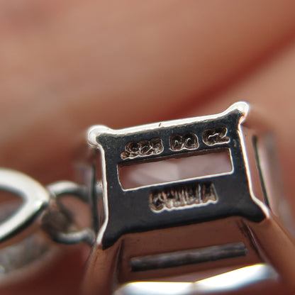 925 Sterling Silver Vintage Radiant-Cut C Z Minimalist Slide Charm Pendant