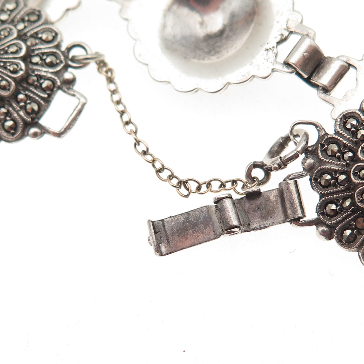 Kimler & Daniel Sterling Silver Antique Art Deco Real Marcasite Bracelet 6.75"