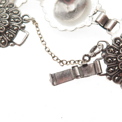 Kimler & Daniel Sterling Silver Antique Art Deco Real Marcasite Bracelet 6.75"