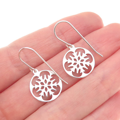 925 Sterling Silver Vintage Snowflake Dangle Earrings