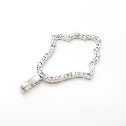 925 Sterling Silver C Z Hamsa Amulet Pendant