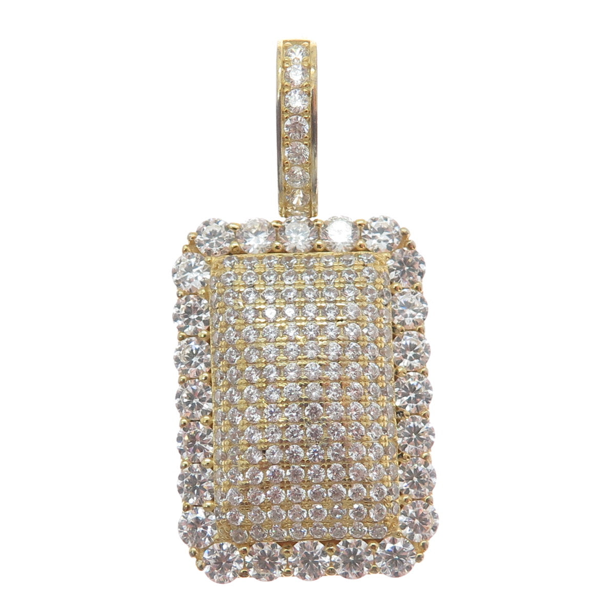 DESIGNS BY YAGI 925 Sterling Gold Plated Round-Cut Shaped C Z Sparkle Pendant