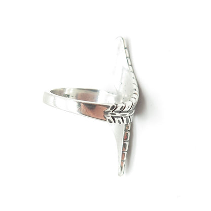 925 Sterling Silver Vintage Leaf Overlap Statement Ring Size 6.75