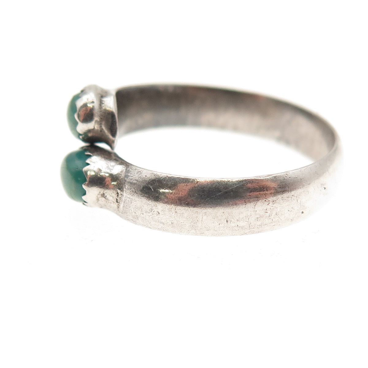 Old Pawn 925 Sterling Silver Vintage Turquoise Adjustable Bypass Ring Size 7.25