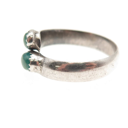 Old Pawn 925 Sterling Silver Vintage Turquoise Adjustable Bypass Ring Size 7.25