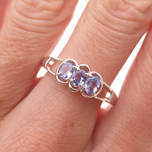 Chuck Clemency 925 Sterling Silver Real Oval-Cut Tanzanite Ring Size 8