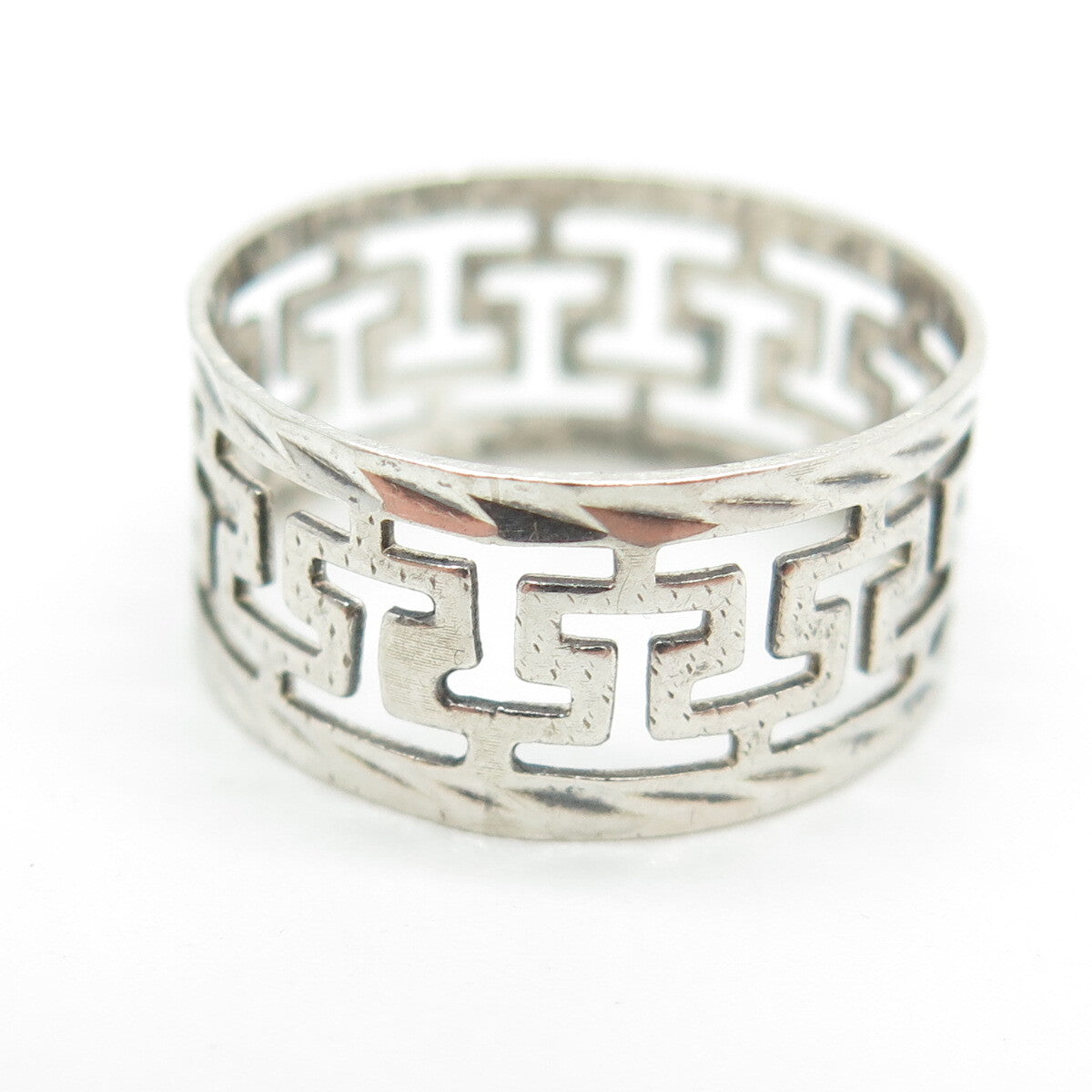 925 Sterling Silver Vintage N36 Greek Maze Band Ring Size 7.25