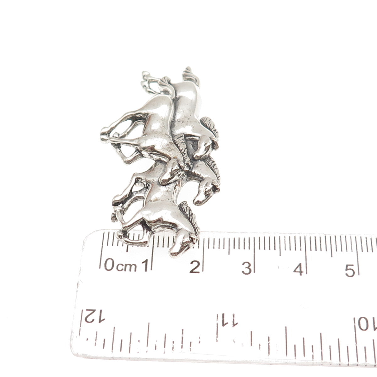 SHUBE 925 Sterling Silver Vintage Wild Horses Oxidized Pin Brooch