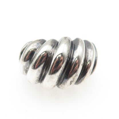 925 Sterling Silver Vintage Modernist Ribbed Dome Oxidized Ring Size 6.25
