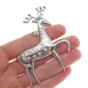 ONEIDA 925 Sterling Silver Vintage 1974 Cupid Deer Pin Brooch / Pendant