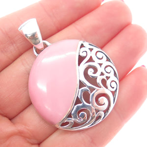 SX Sally C 925 Sterling Silver Vintage Pink Enamel Yin Yang Ornate Charm Pendant