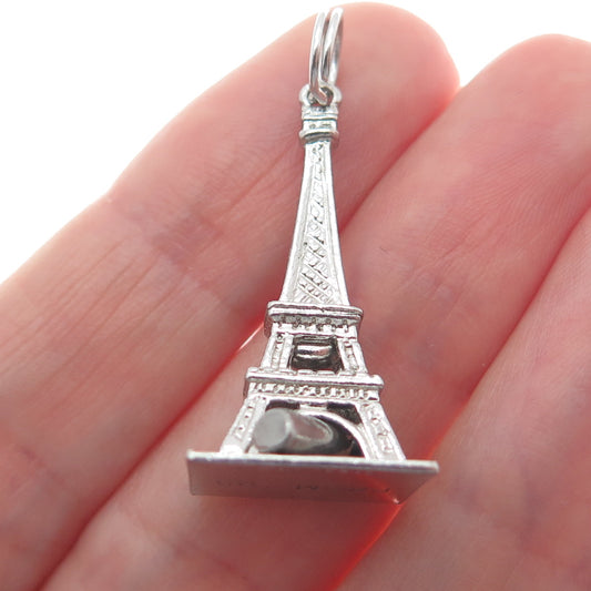 WELLS 925 Sterling Silver Vintage 1965 Eiffel Tower 3D Pendant