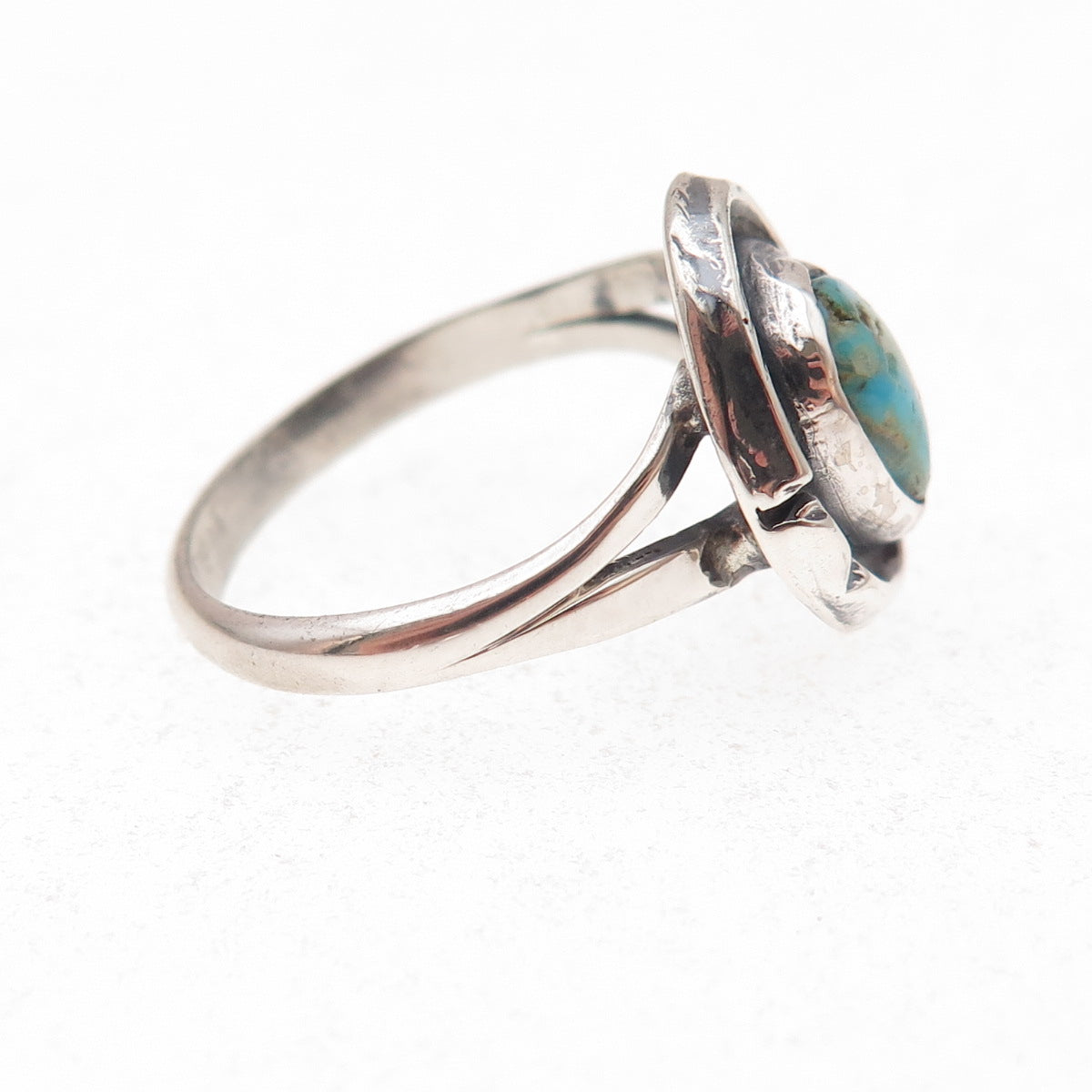 Old Pawn 925 Sterling Silver Vintage Southwestern Turquoise Tribal Ring Size 7
