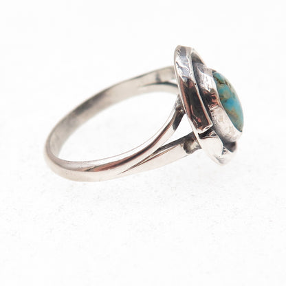 Old Pawn 925 Sterling Silver Vintage Southwestern Turquoise Tribal Ring Size 7