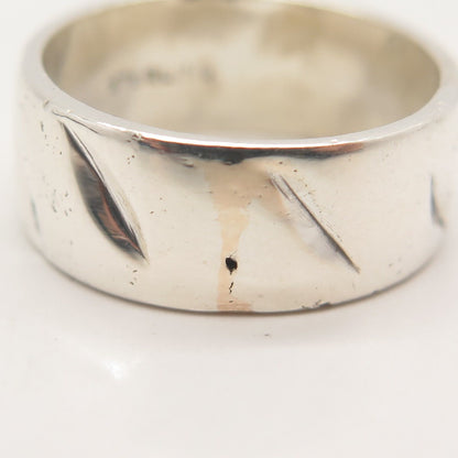 925 Sterling Silver Vintage Leaves Band Ring Size 6.5