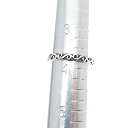 925 Sterling Silver Vintage Spiral Oxidized Stackable Band Ring Size 3.75