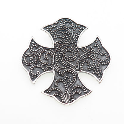 CFJ Collins Fine Sterling Silver Vintage Granulated Cross Oxidized Slide Pendant