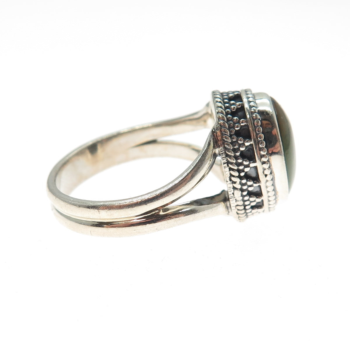 925 Sterling Silver Vintage Real Royston Turquoise Granulated Ring Size 8.25