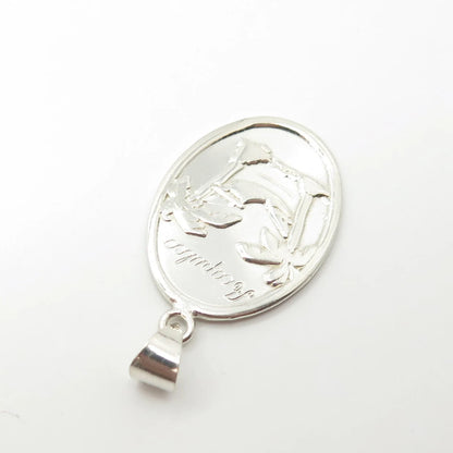 925 Sterling Silver Vintage Acapulco Oval Tag Pendant