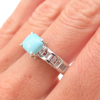 Chuck Clemency 925 Sterling Real Turquoise White Topaz & Peridot Ring Size 8