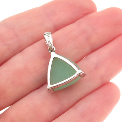 Michelle Albala Sterling Silver Vintage Real Aventurine Triangle Charm Pendant