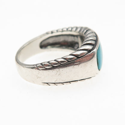 Carolyn Pollack 925 Sterling Silver Vintage Real Turquoise Oxidized Ring Size 7