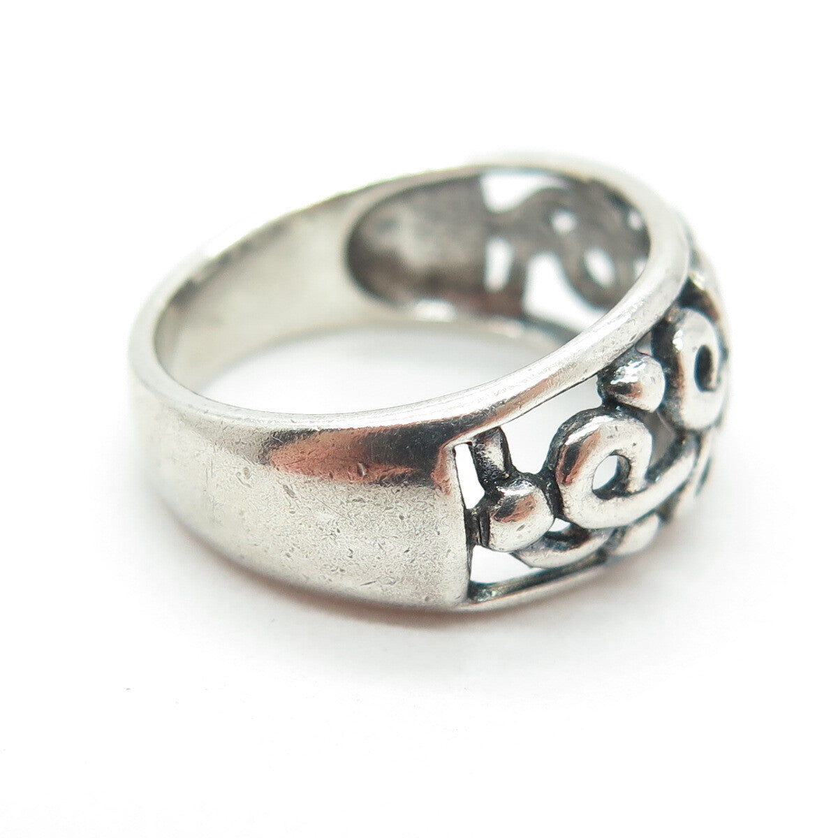 925 Sterling Silver Vintage Swirl Oxidized Ring Size 7